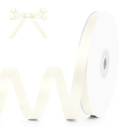 3 8" x 50 Yards Ivory Satin Ribbon Crafts Gift Wrapping