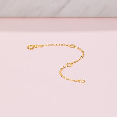 18K 750 Real Yellow Gold Extender for Necklace Bracelet Anklet Extenders for Jewelry Gold Extension for Women Men Durable Adjustable Chain Accessories 3.54Inch