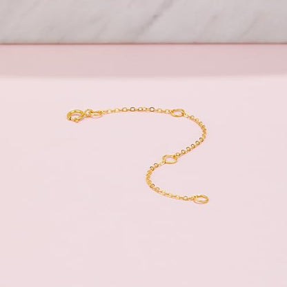 18K 750 Real Yellow Gold Extender for Necklace Bracelet Anklet Extenders for Jewelry Gold Extension for Women Men Durable Adjustable Chain Accessories 3.54Inch