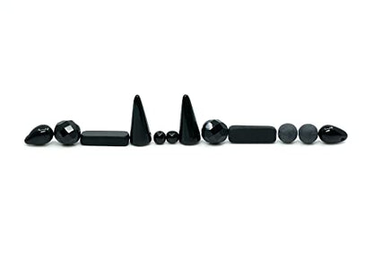 2.1oz (60g) of Glass Bead Mix with Drops, Table-Cut and fire Polish Czech Beads, Glossy & Matte Black (2.1164 Ounce)