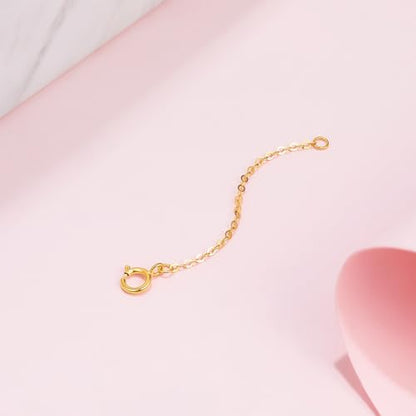 18K 750 Real Yellow Gold Extender for Necklace Bracelet Anklet Extenders for Jewelry Gold Extension for Women Men Durable Adjustable Chain Accessories 1.77Inch
