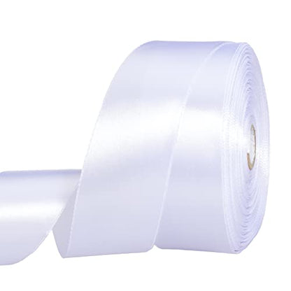 1 1 2 Inch White Solid Satin Ribbon for Gift Wrapping (150 Foot)