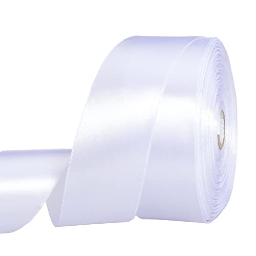 1 1 2 Inch White Solid Satin Ribbon for Gift Wrapping (150 Foot)