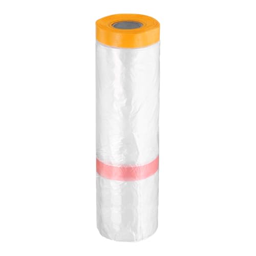 Pre Taped Masking Film 78.7" x65.6ft Double Adhesive Tape and Drape Painters Plastic Drop Cloth Film with Tape Plastic Sheeting for Automotive Painting Covering