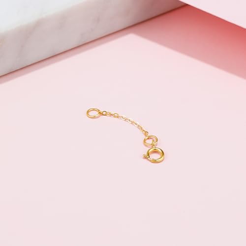 18K 750 Real Yellow Gold Extender for Necklace Bracelet Anklet Extenders for Jewelry Gold Extension for Women Men Durable Adjustable Chain Accessories 0.98Inch