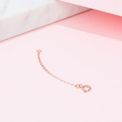 18K 750 Real Rose Gold Extender for Necklace Bracelet Anklet Extenders for Jewelry Gold Extension for Women Men Durable Adjustable Chain Accessories 1.77Inch