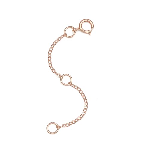 18K 750 Real Rose Gold Extender for Necklace Bracelet Anklet Extenders for Jewelry Gold Extension for Women Men Durable Adjustable Chain Accessories 1.97Inch