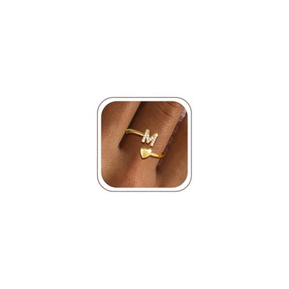 Gold Initial Rings for Girls Women