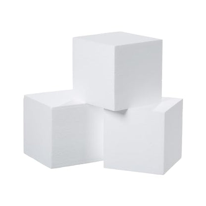 3 Pack Craft Foam Blocks 5x5x5in Polystyrene Square Foam Cubes Arts