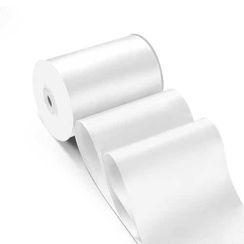 4 Inch 25 Yard Wide Satin Ribbon White