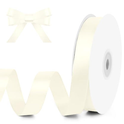 5 8" x 50 Yards Ivory Satin Ribbon Crafts Gift Wrapping