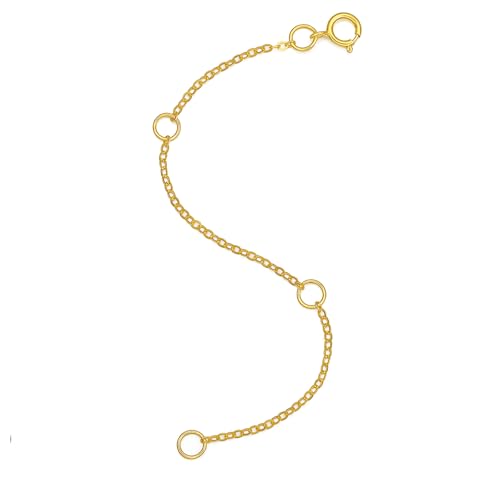 18K 750 Real Yellow Gold Extender for Necklace Bracelet Anklet Extenders for Jewelry Gold Extension for Women Men Durable Adjustable Chain Accessories 3.54Inch