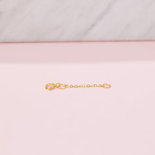 18K 750 Real Yellow Gold Extender for Necklace Bracelet Anklet Extenders for Jewelry Gold Extension for Women Men Durable Adjustable Chain Accessories 0.98Inch