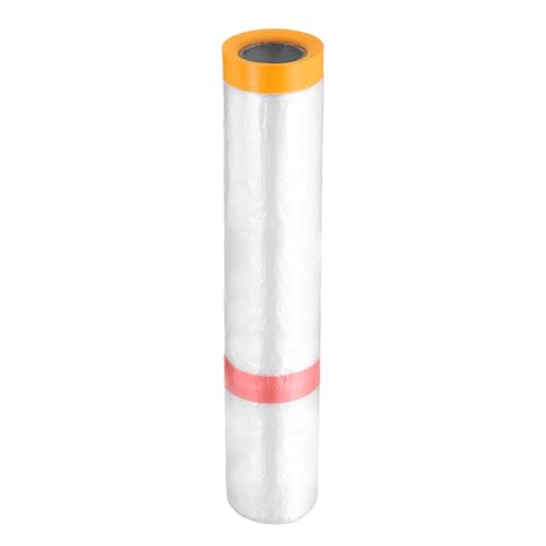 Pre Taped Masking Film 157.5" x32.8ft Double Adhesive Tape and Drape Painters Plastic Drop Cloth Film with Tape Plastic Sheeting for Automotive Painting Covering