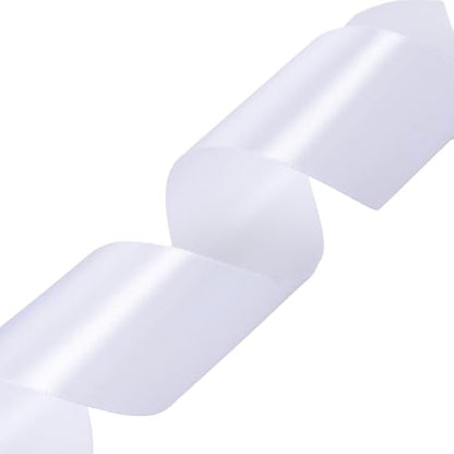 2 Inch White Solid Satin Ribbon for Gift Wrapping