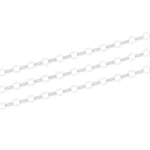 5 Feet Real Sterling Silver 4x3mm Flat Cable Chain Link Findings