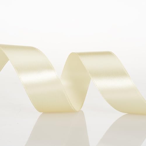 1 Inch Cream Yellow Solid Satin Ribbon for Gift Wrapping