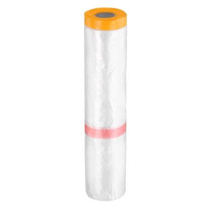 Pre Taped Masking Film 177.2" x65.6ft Double Adhesive Tape and Drape Painters Plastic Drop Cloth Film with Tape Plastic Sheeting for Automotive Painting Covering