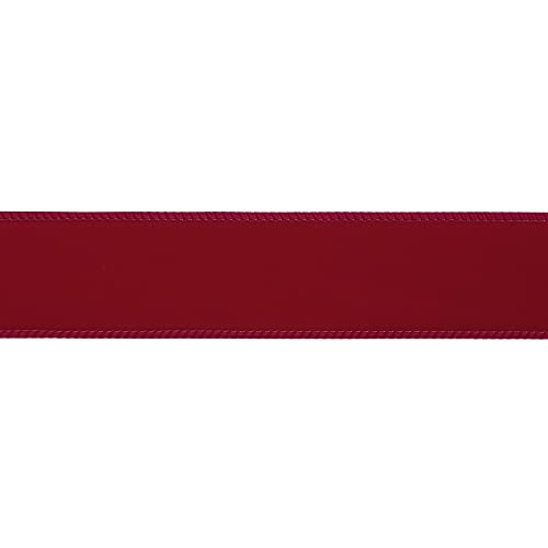 Red 1.5 Inch Velvet Wired Ribbon 25 Yards Dark Red Velvet Ribbons Spool Velvet Christmas Ribbons Red Velvet Wired Ribbon for Christmas Tree (75 Foot)