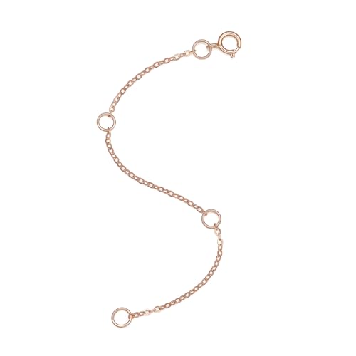 18K 750 Real Rose Gold Extender for Necklace Bracelet Anklet Extenders for Jewelry Gold Extension for Women Men Durable Adjustable Chain Accessories 3.54Inch