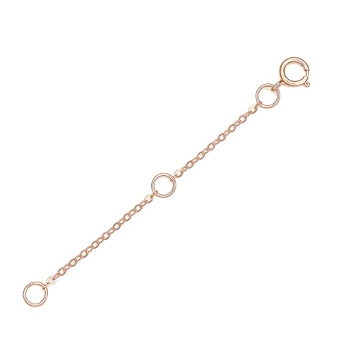 18K 750 Real Rose Gold Extender for Necklace Bracelet Anklet Extenders for Jewelry Gold Extension for Women Men Durable Adjustable Chain Accessories 1.97Inch