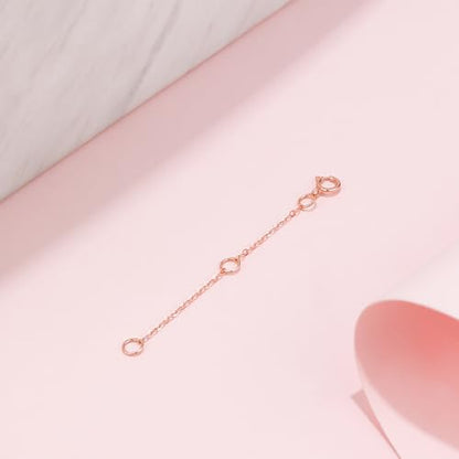 18K 750 Real Rose Gold Extender for Necklace Bracelet Anklet Extenders for Jewelry Gold Extension for Women Men Durable Adjustable Chain Accessories 1.97Inch