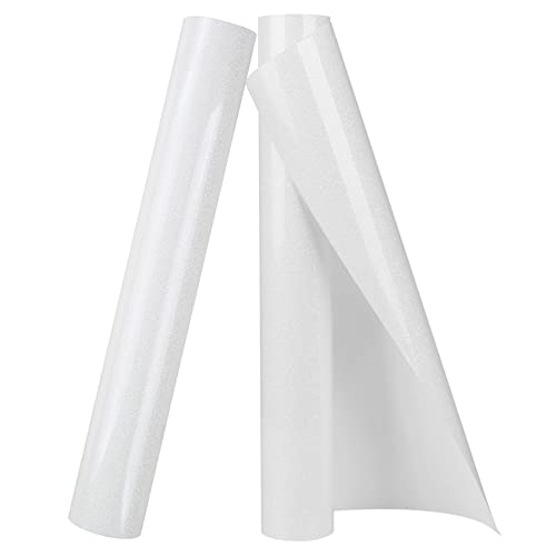 White Glitter HTV Heat Transfer Vinyl Rolls Iron on Vinyl for T Shirts Crafts Total 12 inch x 10 ft