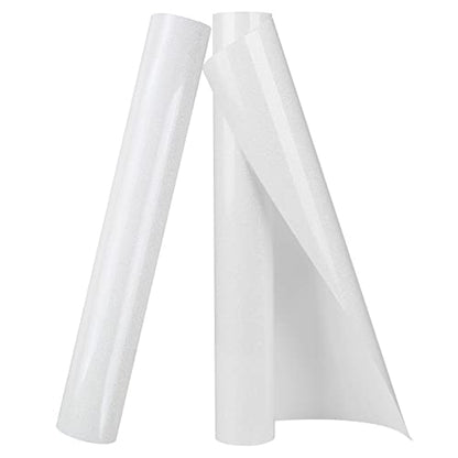 White Glitter HTV Heat Transfer Vinyl Rolls Iron on Vinyl for T Shirts Crafts Total 12 inch x 10 ft