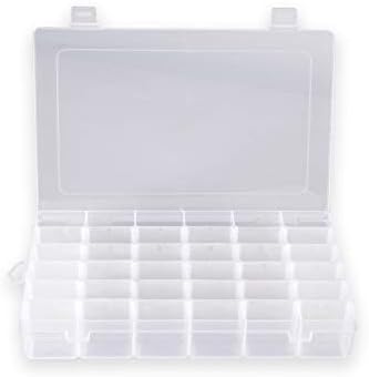 Plastic Organizer Container Box 36 Compartments Jewelry Storage Box with Adjustable Dividers (1 Pack)