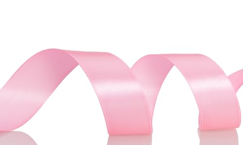 1 Inch Flamingo Pink Solid Satin Ribbon for Gift Wrapping
