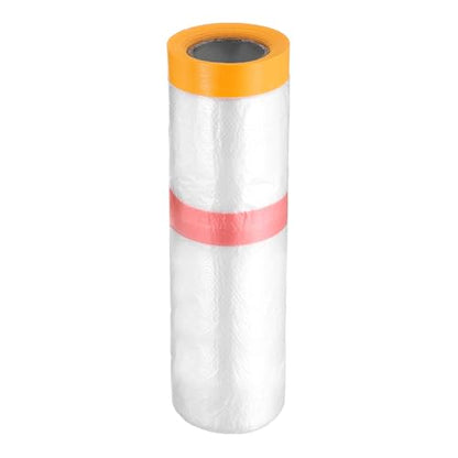 Pre Taped Masking Film 106.3" x32.8ft Double Adhesive Tape and Drape Painters Plastic Drop Cloth Film with Tape Plastic Sheeting for Automotive Painting Covering