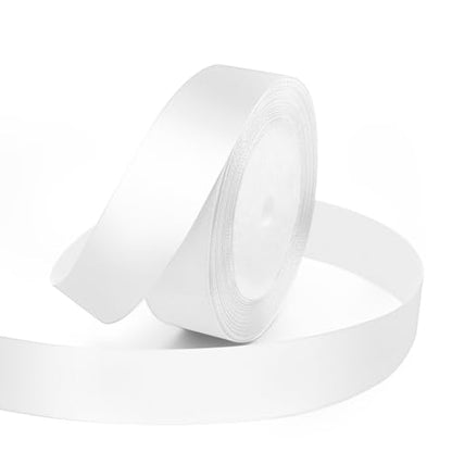 1" x 25 Yards White Satin Ribbon Crafts Gift Wrapping (75 Foot)