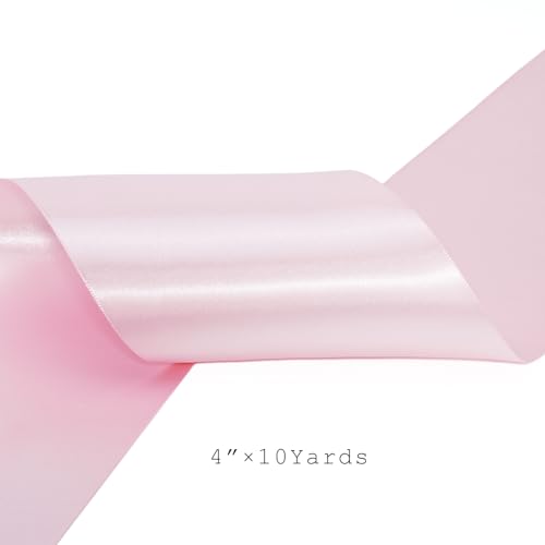 Light Pink Satin Ribbon 4 Inch x 10 Yards Double Faced
