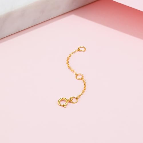 18K 750 Real Yellow Gold Extender for Necklace Bracelet Anklet Extenders for Jewelry Gold Extension for Women Men Durable Adjustable Chain Accessories 1.97Inch