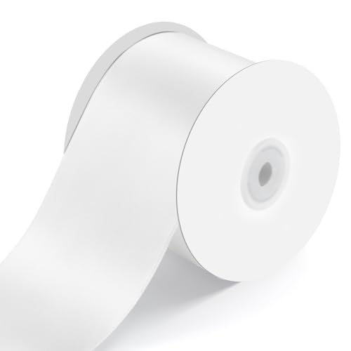 3" x 25 Yards White Satin Ribbon Crafts Gift Wrapping (75 Foot)