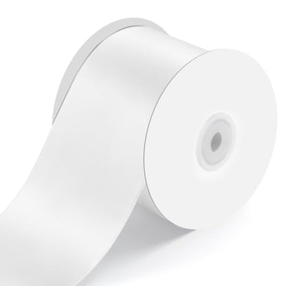 3" x 25 Yards White Satin Ribbon Crafts Gift Wrapping (75 Foot)
