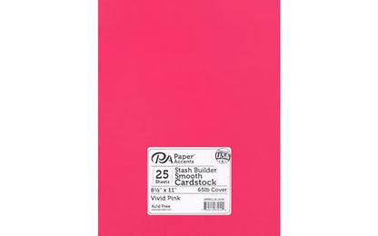 PA Paper Accents Stash Builder Cardstock 8.5" x 11" Vivid Pink