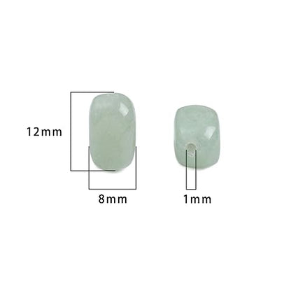 Natural Light Green Aventurine Cuboid Stone Loose Semi Gemstone Beads for Jewelry Making 8mmx12mm 38cm (33 Count)