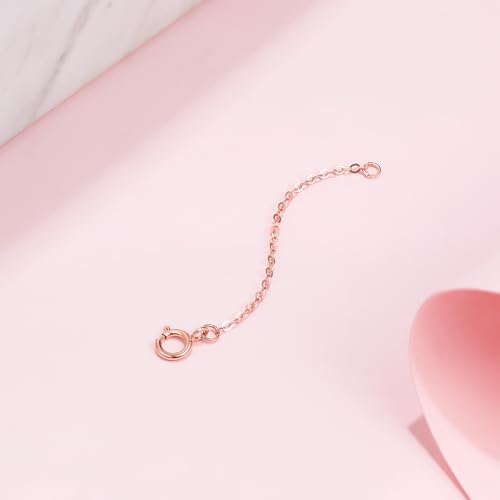 18K 750 Real Rose Gold Extender for Necklace Bracelet Anklet Extenders for Jewelry Gold Extension for Women Men Durable Adjustable Chain Accessories 1.77Inch