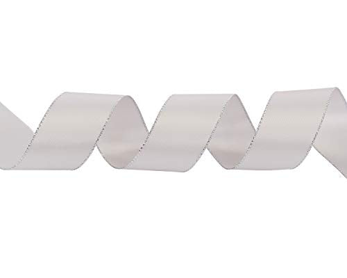 1" Inch Double Faced Satin Ribbon 25 Yards with Silver Edges