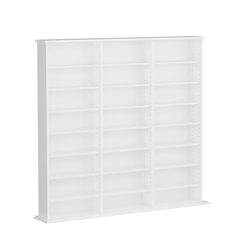 3 Column 51" Tall White Display Multimedia Cabinet