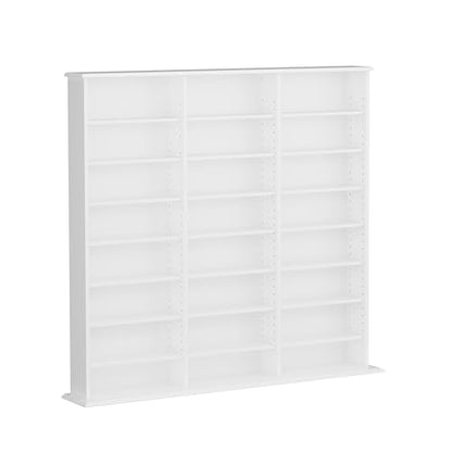 3 Column 51" Tall White Display Multimedia Cabinet