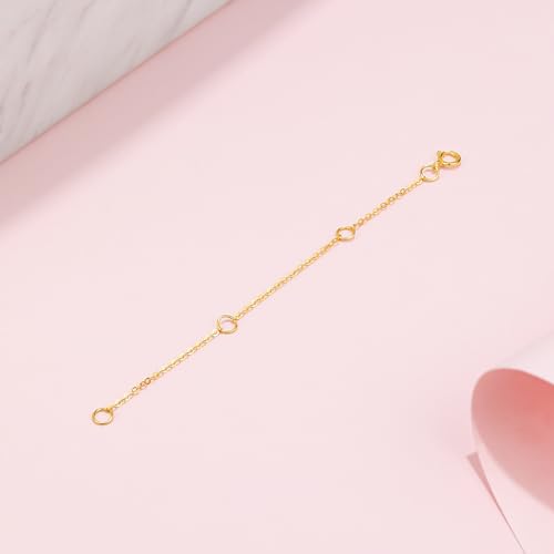 18K 750 Real Yellow Gold Extender for Necklace Bracelet Anklet Extenders for Jewelry Gold Extension for Women Men Durable Adjustable Chain Accessories 3.54Inch