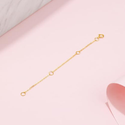 18K 750 Real Yellow Gold Extender for Necklace Bracelet Anklet Extenders for Jewelry Gold Extension for Women Men Durable Adjustable Chain Accessories 3.54Inch