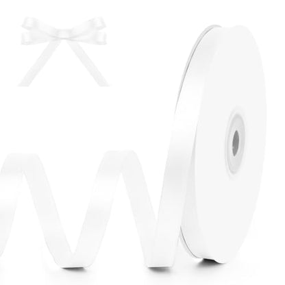 3 8" x 50 Yards White Satin Ribbon Crafts Gift Wrapping (150 Foot)