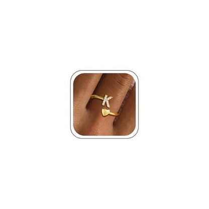Initial Rings for Girls Women