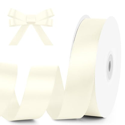 1" x 50 Yards Ivory Satin Ribbon Crafts Gift Wrapping