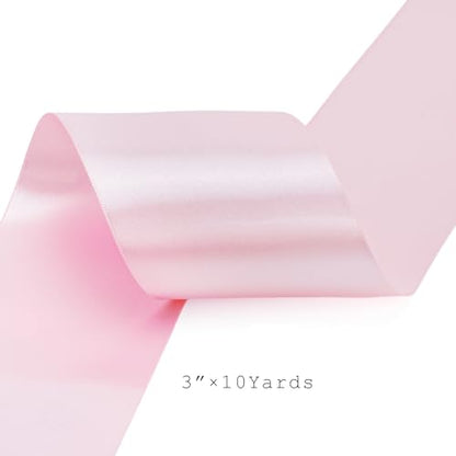 Light Pink Satin Ribbon 3 Inch x 10 Yards Double Faced