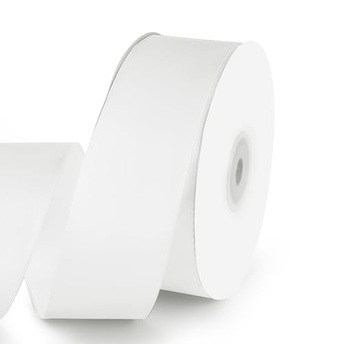 1-1/2" x 50 Yards White Satin Ribbon Crafts Gift Wrapping (150 Foot)