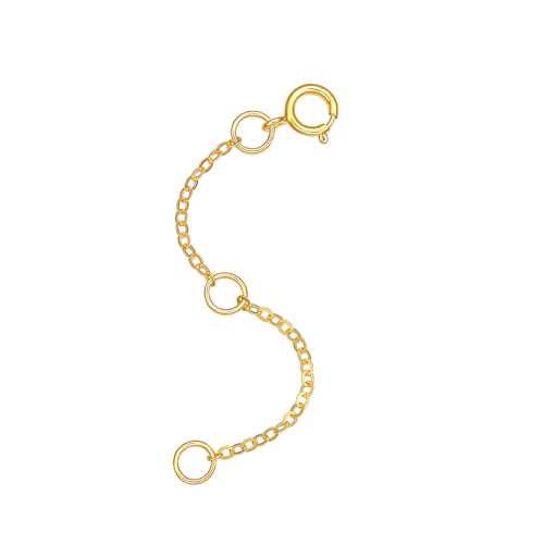 18K 750 Real Yellow Gold Extender for Necklace Bracelet Anklet Extenders for Jewelry Gold Extension for Women Men Durable Adjustable Chain Accessories 1.97Inch